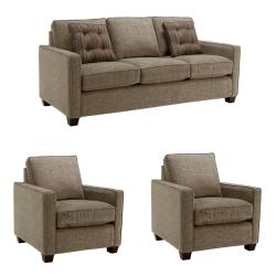 Jameson Gray Stone Fabric Sofa and Two Chairs