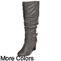 Bamboo by Journee Women's 'Tanya-24' Crinkle Faux Leather Wedge Boots