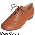 Bamboo by Journee Women's 'Vabene-03' Faux Leather Wingtip Flats