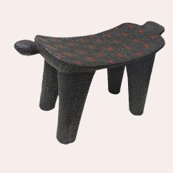 Wood and Metal King Turtle Stool (Ghana)