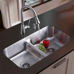 Vigo Undermount Stainless Steel Kitchen Sink, Faucet and Dispenser