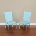 Kids Light Blue Wicker Indoor and Outdoor Chairs (Set of 2)
