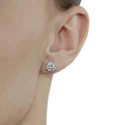 Sterling Silver Cubic Zirconia Flower Earrings