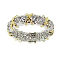 Sterling Silver Cubic Zirconia 'X' Band