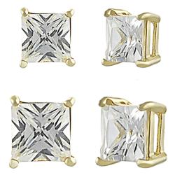 Vermeil Cubic Zirconia Stud Earrings (Set of 2)