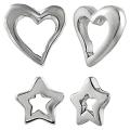 Sterling Silver Cut-out Star and Heart Earrings (Set of 2)