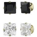 Journee Collection Vermeil Black/ White CZ Stud Earrings (Set of 2)