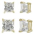 Vermeil Cubic Zirconia Stud Earrings (Set of 2)