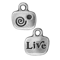 Beadaholique Silverplated Pewter 'Live' Glue-in Crystal Charms (Set of 2)