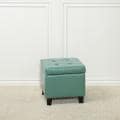 Tufted Patent Leather Seafoam Green Storage Ottoman