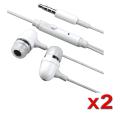 White Universal 3.5mm In-ear Stereo Headset w/ On-off (Pack of 2)