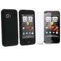 Black Silicone Skin Case w/ Screen Protector for HTC Droid Incredible