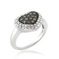 Sterling Silver 1/8ct TDW Brown Diamond Heart Ring
