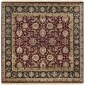 Hand-knotted Finial Dark Burgundy Wool Rug (8' Square)