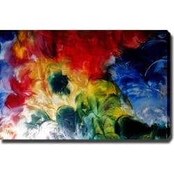 'Abstract Colorful Flowers' Giclee with Oil Brush Canvas Art