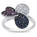 10k Gold Blue, Pink Sapphire and 1/8ct TDW Diamond Ring (H-I, I2-I3)