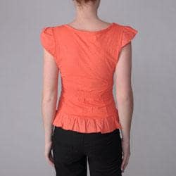 Ci Sono by Journee Junior's Pleated Short-sleeve Button-up Top