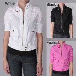 Ci Sono by Journee Junior's Ruched Half-sleeve Zippered Jacket