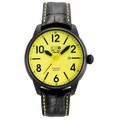 3H Men's Black Band Yellow Stitching Water Resistant Date Watch