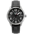 3H Men's Black Band White Stitching Water Resistant Date Watch