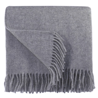Bocasa Silver Woven Wool Blanket Throw
