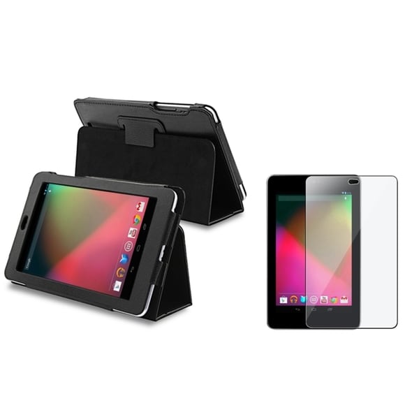 BasAcc Leather Case with Stand/ Screen Protector for Google Nexus 7