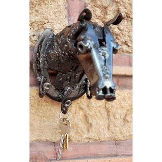 Handcrafted Iron 'Rustic Racehorse' Key Rack (Mexico)
