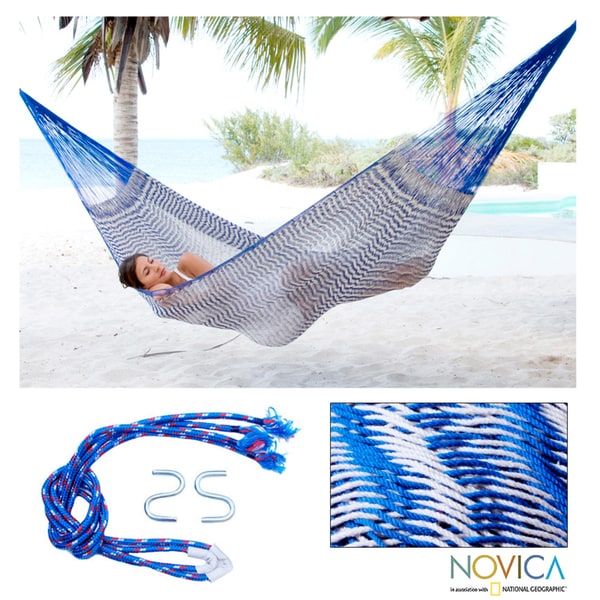 Ultra Large Cotton 'Ocean Waves' Hammock (Mexico)