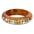Handcrafted Wood 'Mumbai Mosaic' Bone Bracelet (India)