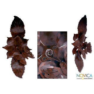Handcrafted Iron 'Butterfly Blossom' Wall Sculpture (Mexico)