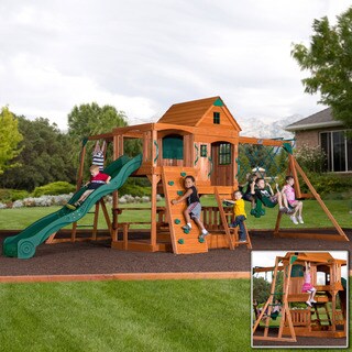 Backyard Discovery Patriot III All Cedar Swingset Includes Bonus Monkey Bars
