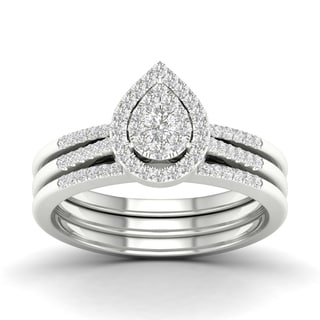 De Couer 10k White Gold 1/2ct TDW Diamond Bridal Set (H-I, I2)