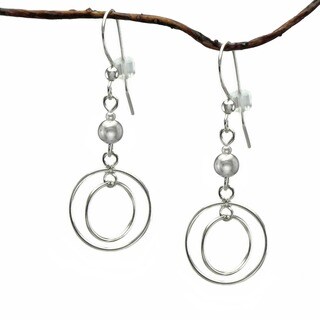 Jewelry by Dawn Sterling Bead With Double Hoop Sterling Silver Earrings