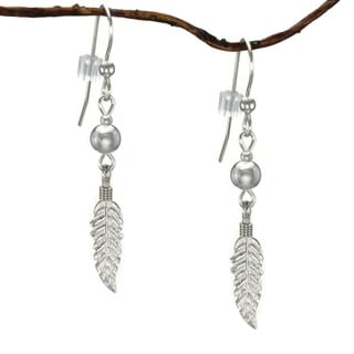 Jewelry by Dawn Sterling Silver Bead With Feather Sterling Silver Earrings