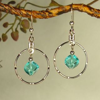 Jewelry by Dawn Aqua Silver Notched Hoop Earrings