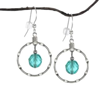 Jewelry by Dawn Aqua Silver Notched Hoop Earrings