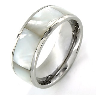 pearl mother ring stainless steel inlay faceted crucible rings mens jewelry overstock previous band
