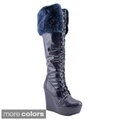 I-Comfort Women's Knee-high Faux Fur Lace-up Boots
