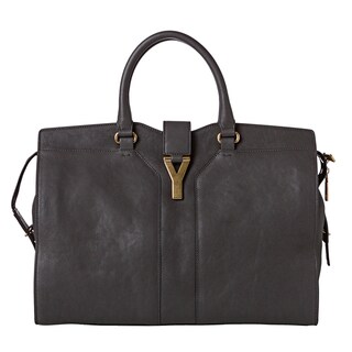 Yves Saint Laurent 'Cabas Chyc' Large Dark Grey Leather Tote Bag