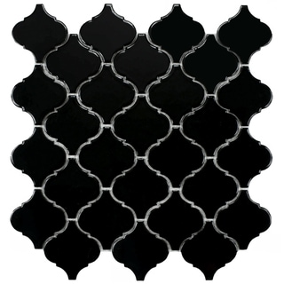 Special Prices SomerTile 12.5x12.5-inch Morocco Glossy Black Porcelain Mosaic Tiles (Set of 10)