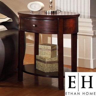 ETHAN HOME Neo Oval Espresso Accent Table Nightstand