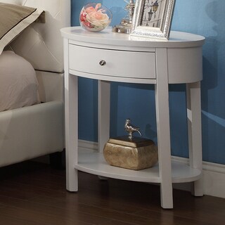 TRIBECCA HOME Neo Oval White Accent Table Nightstand
