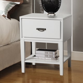 TRIBECCA HOME Neo Rectangle White Accent Table Nightstand