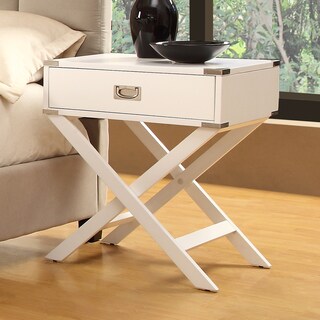 TRIBECCA HOME Neo White Accent Table with X Leg Nightstand