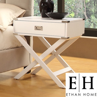ETHAN HOME Neo White Accent Table with X Leg Nightstand