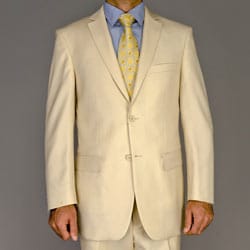 Men's Solid Beige Wool 2-Button Suit-Image