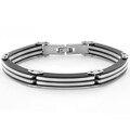 Stainless Steel Black Stripe Link Bracelet