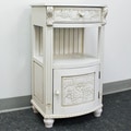 Antiqued White Carved Wood 1-drawer Telephone Stand