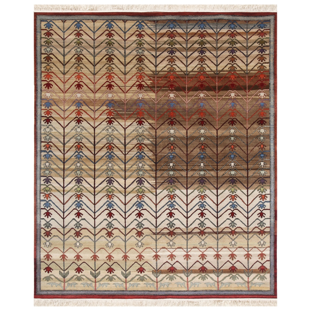 Hot Deal Hand-Knotted Abstract Contemporary Mix Wool Rug (8' x 10')
