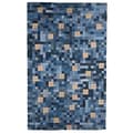 Hand-knotted Abstract Denim Blue Wool Rug (5' x 8')